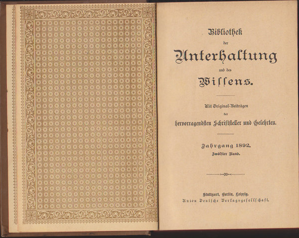 Bibliothek der Unterhaltung und des Wissens. Jahrgang 1892.